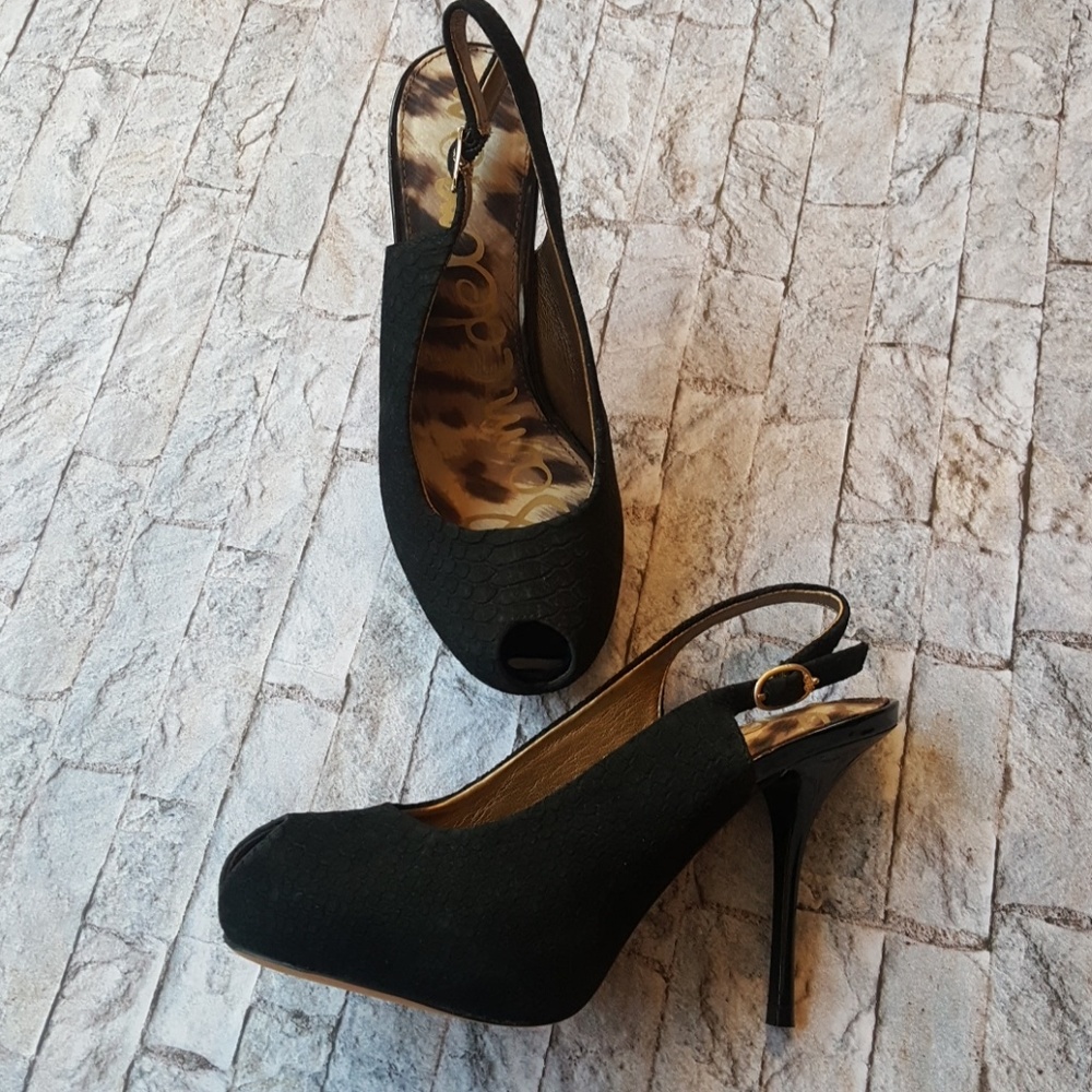 NWOT Sam Edelman Evelyn Black Peep Toe Heel